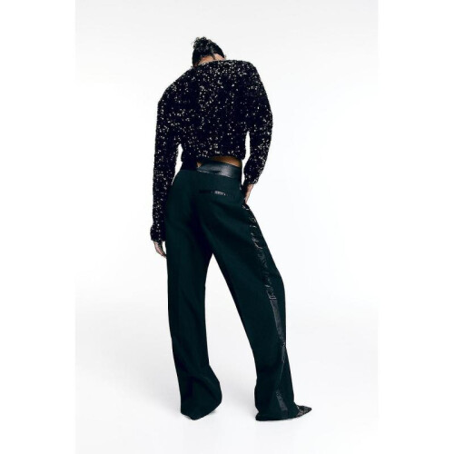 (XL, Black) Black Bow Tie-front Sequin Jacket Cardigan Top Short Jacket 1