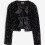 (XL, Black) Black Bow Tie-front Sequin Jacket Cardigan Top Short Jacket 3