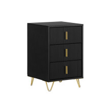 SoBuy Criado-Mudo com 2 Gavetas, Preto e Dourado