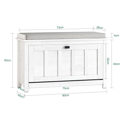 SoBuy FSR161-W Παγκος Εισοδου Λευκος 80x29x50cm 2