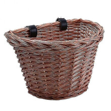 (M, Brown) Wicker D-shaped Bike Basket Portable Hand-woven Shopping Basket Folk Craftsmanship Basket With
