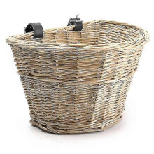 (M, Wood Color) Wicker D-shaped Bike Basket Portable Hand-woven Shopping Basket Folk Craftsmanship Basket With