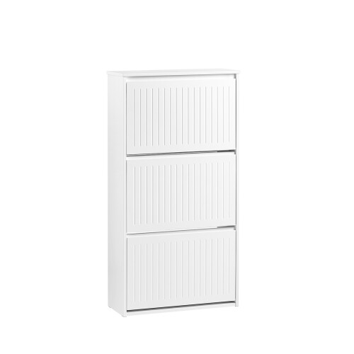 SoBuy Meuble à Chaussures 3 Abattants Blanc