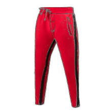 (3XL, Red) Men Drawstring Sport Pants Joggers Trousers Running Workout Athletic Pants Side Stripe Lounge Sweatpant