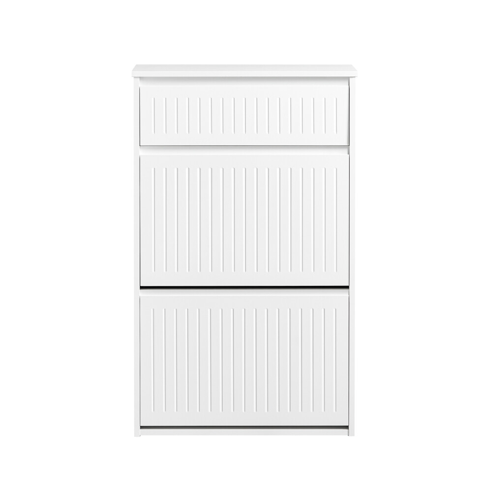 SoBuy White Shoe Cabinet with Flip-Drawers & Storage