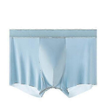 (XXXL, Blue) 3-pack Ice Silk Men's Underwear - Breathable 5a Antibacterial Mulberry Silk, Cooling Summer Briefs
