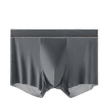 (XXXXL, dark Ash) 3-pack Ice Silk Men's Underwear - Breathable 5a Antibacterial Mulberry Silk, Cooling Summer Briefs
