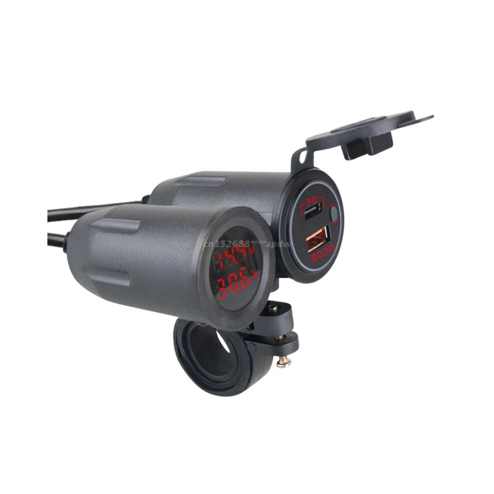 Pd Qc3.0 Charger With Dual Usb Port Voltage Temperature Socket Adapter For Car Motorcycle 6935158944712