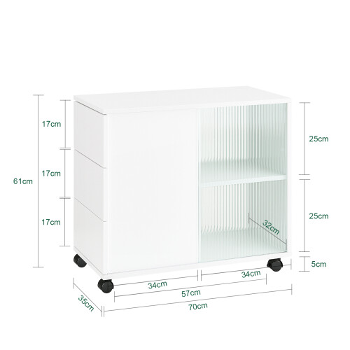 SoBuy White Mobile Storage Cabinet on Wheels 2