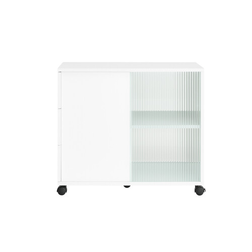 SoBuy White Mobile Storage Cabinet on Wheels