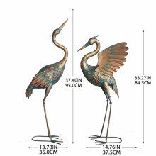 (Copper) 2pcs Metal Crane Statue, Garden Decoration, Garden Iron Heron Statue, Yard Art Outdoor Statue, Garden Standing Statue For Yard Outdoor Decor