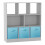 (White, Sky Blue) Asymmetrical 8 Cube Bookcase Unit w/ 3 Drawer Inserts 1