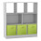 (White, Green) Asymmetrical 8 Cube Bookcase Unit w/ 3 Drawer Inserts 1
