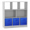 (White, Dark Blue) Asymmetrical 8 Cube Bookcase Unit w/ 3 Drawer Inserts 1