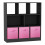 (Black, Light Pink) Asymmetrical 8 Cube Bookcase Unit w/ 3 Drawer Inserts 1