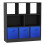 (Black, Dark Blue) Asymmetrical 8 Cube Bookcase Unit w/ 3 Drawer Inserts 1