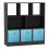 (Black, Sky Blue) Asymmetrical 8 Cube Bookcase Unit w/ 3 Drawer Inserts 1