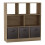(Oak, Black) Asymmetrical 8 Cube Bookcase Unit w/ 3 Drawer Inserts 1