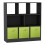 (Black, Green) Asymmetrical 8 Cube Bookcase Unit w/ 3 Drawer Inserts 1