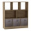 (Oak, Grey) Asymmetrical 8 Cube Bookcase Unit w/ 3 Drawer Inserts 1