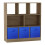 (Oak, Dark Blue) Asymmetrical 8 Cube Bookcase Unit w/ 3 Drawer Inserts 1