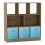 (Oak, Sky Blue) Asymmetrical 8 Cube Bookcase Unit w/ 3 Drawer Inserts 1