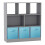 (Grey, Sky Blue) Asymmetrical 8 Cube Bookcase Unit w/ 3 Drawer Inserts 1