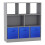 (Grey, Dark Blue) Asymmetrical 8 Cube Bookcase Unit w/ 3 Drawer Inserts 1