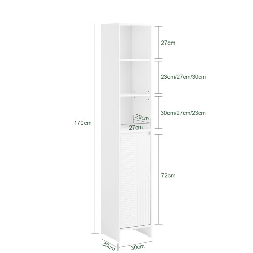 SoBuy Ντουλάπι Μπάνιου BZR158-W Λευκό 30x30x170εκ 2