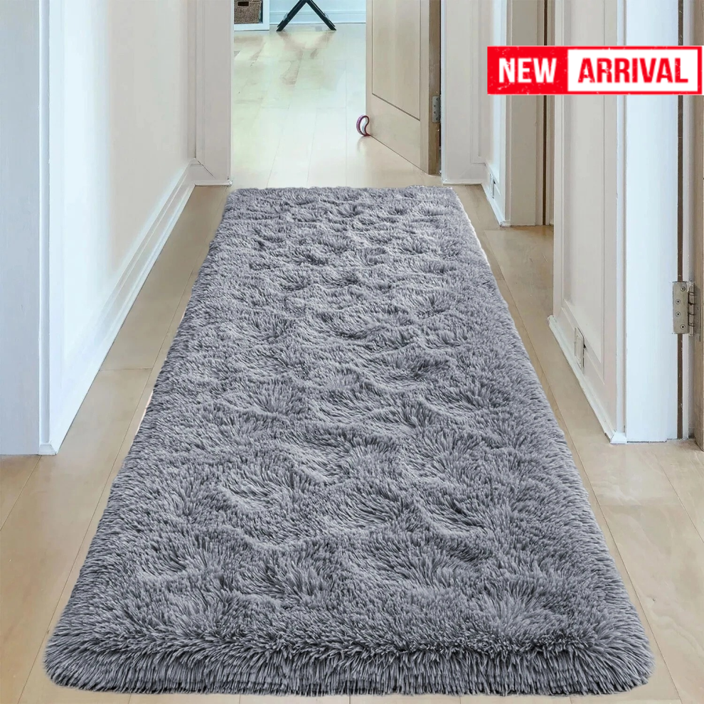 (Grey, 80 x 300 cm (2 ft 6 in x 10 ft)) Non Slip Rugs Shaggy Fluffy Rugs Runners & Bath Door Mats-image-OPC-PBCSMYX-NEW