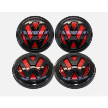 MODIFIX-CO-UK VW Gloss Red Black Alloy Wheel Centre Hub Caps 4pcs VW Golf MK7 Passat Tiguan 66mm