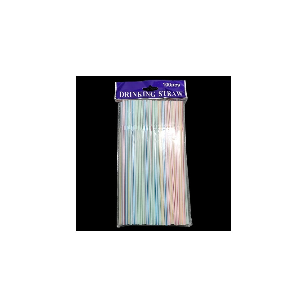 Luckstore (Stripe Multicolor, 100Pcs) 100-1000X Straw Flexible Plastic Bendy Colorful Drinking Straw Birthday Party