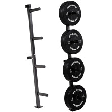 GYM MASTER Wall Mounted Olympic Weight Plate Storage Rack and 150kg Set of 2" Bumper Plates