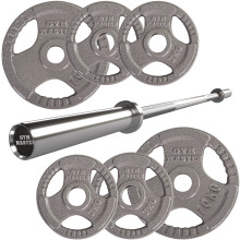 GYM MASTER Olympic 5ft Barbell and 40kg Tri Grip Cast Iron Weight Set