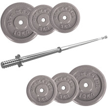 GYM MASTER 1" Standard 6ft Barbell Spinlock and 40kg Cast Iron Weight Set