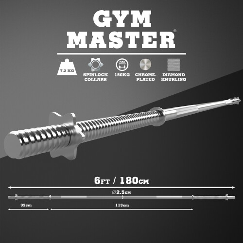 (6ft) GYM MASTER Standard Bar and Cast Iron Weight Plates Set 2
