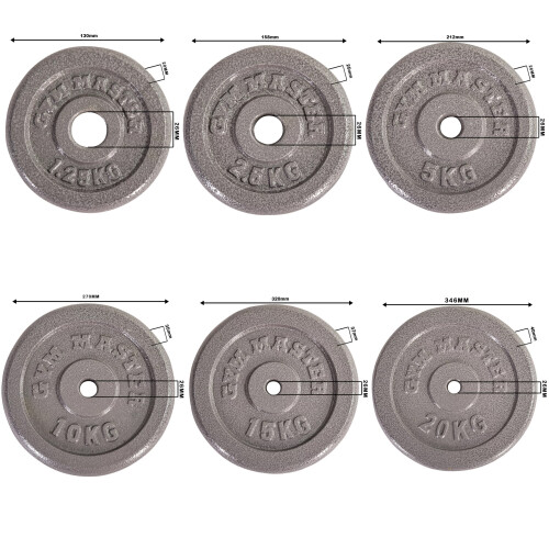 (7ft) GYM MASTER Standard Bar and Cast Iron Weight Plates Set 1