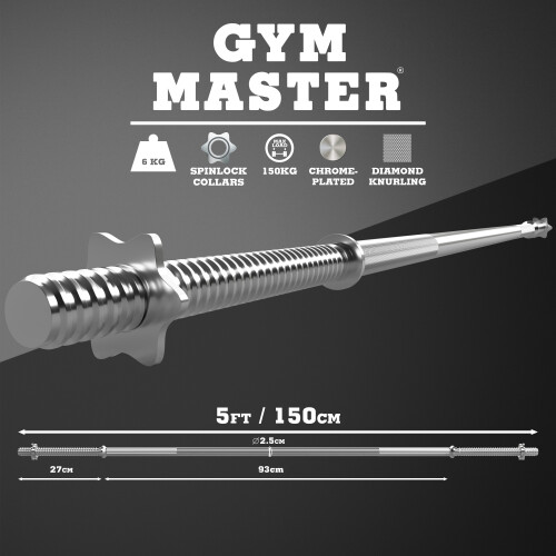 (5ft) GYM MASTER Standard Bar and Cast Iron Weight Plates Set 2