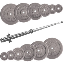 (4ft) GYM MASTER Standard Bar and Cast Iron Weight Plates Set