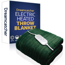 Dreamcatcher Green Electric Heated Throw Double Fleece with Timer