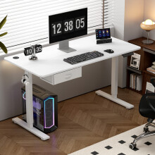 (WHITE, 100CM) Easton Height Adjustable Electric Desk with Drawer
