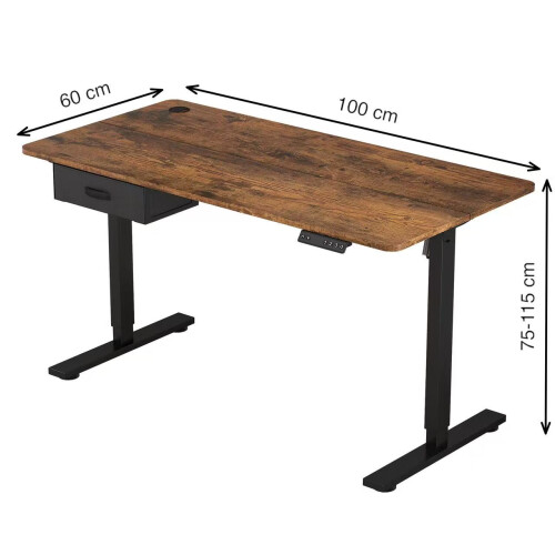 MCC (BROWN, 100CM) Easton Height Adjustable Electric Desk with Drawer 2