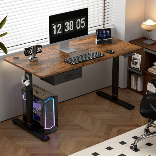MCC (BROWN, 100CM) Easton Height Adjustable Electric Desk with Drawer