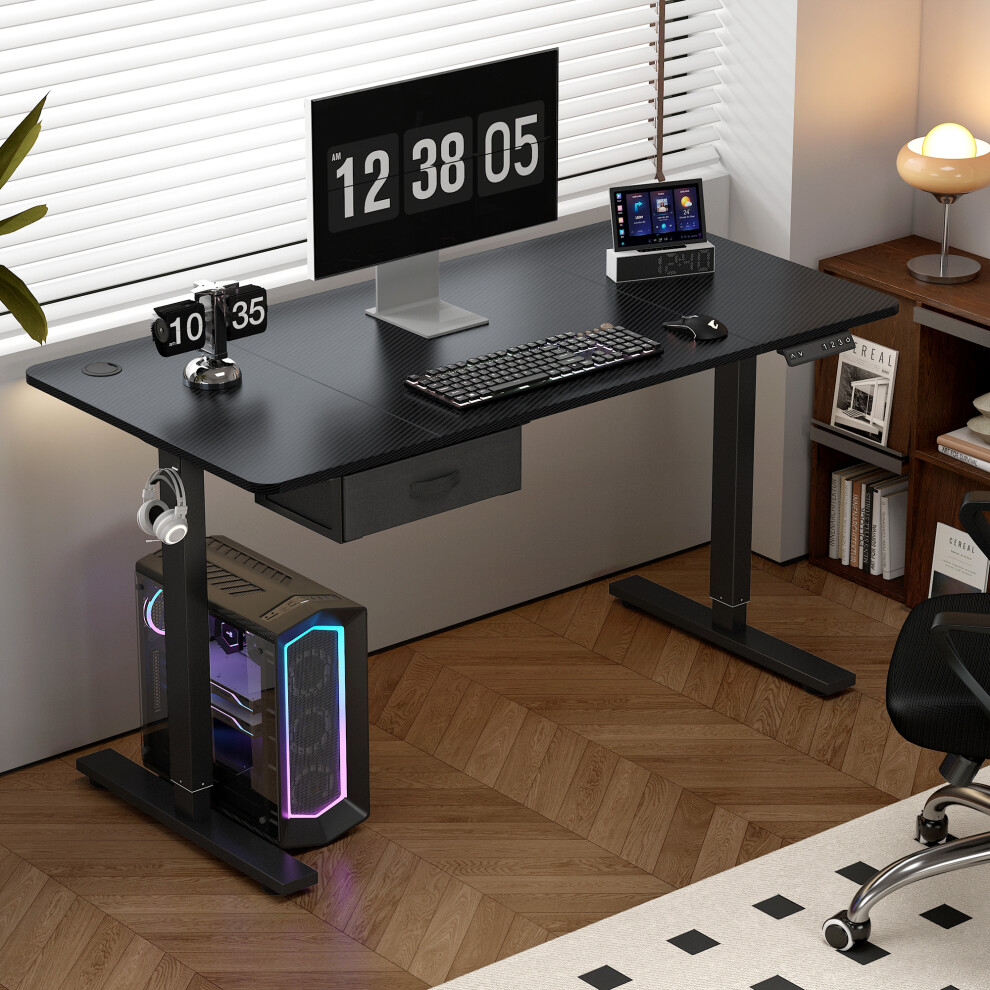 Mcc Black (, 140Cm) Easton Height Adjustable Electric Desk Usb Charger 140Cm