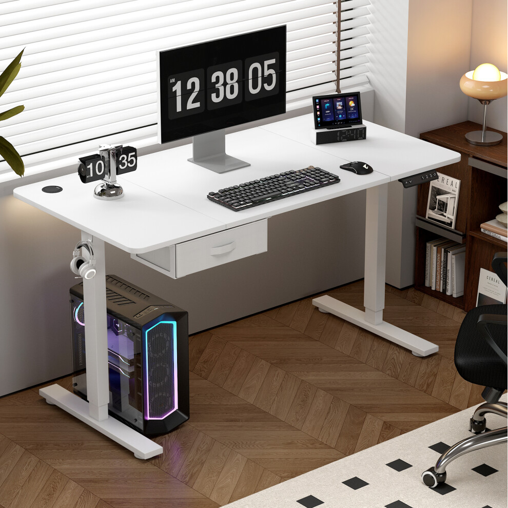 Mcc White (, 160 X 70Cm) Easton Height Adjustable Electric Desk Usb Charger 70Cm