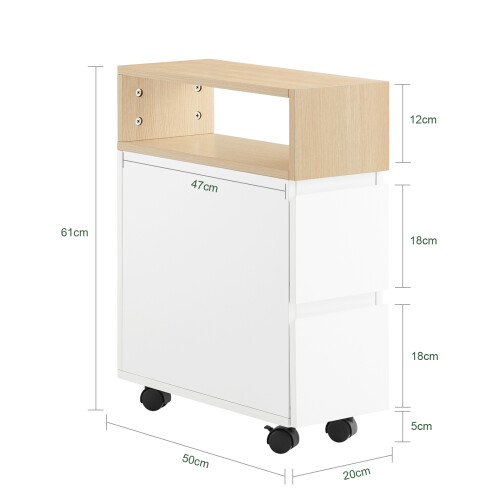 SoBuy Υπουργικό με Ρόδες 2 Συρτάρια 50x20x60cm 2