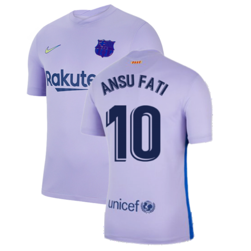 Nike (Sb) 2021-2022 Barcelona Away Shirt (Kids) (Ansu Fati 10)