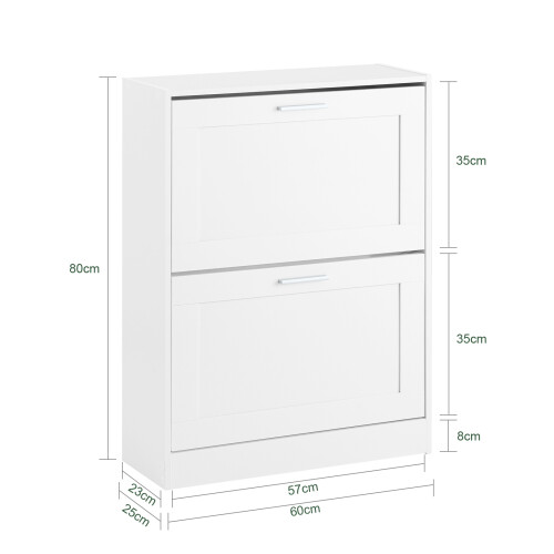 SoBuy Meuble à Chaussures 2 Abattants Blanc FSR137-W 2
