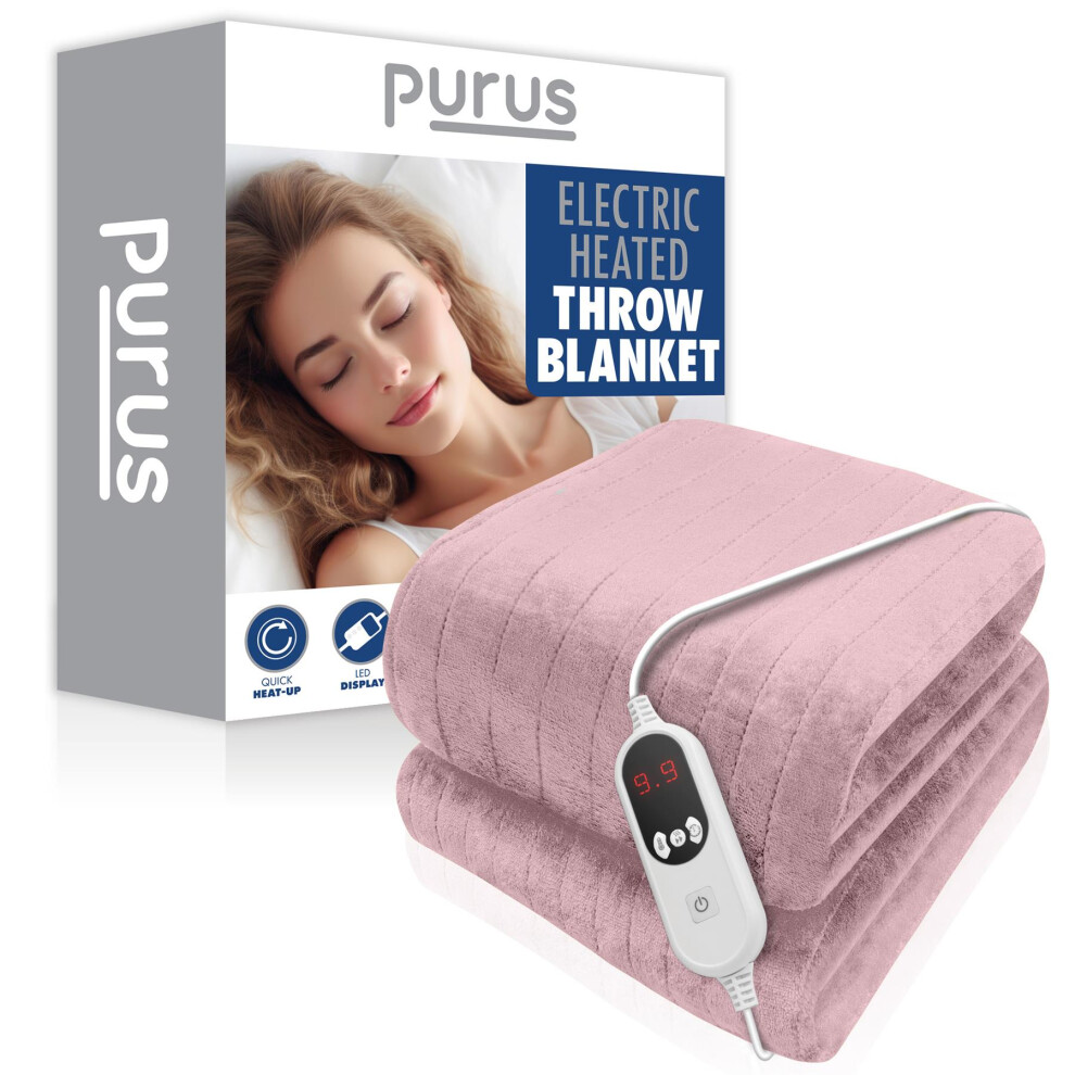 B&Q - Deluxe Pink Xl Electric Throw Heated Double Over Electric Blanket Soft Fleece 9 Heat & 12 Timer Settings - Image 3