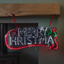 60cm Light up Hanging Merry Christmas Infinity Mirror Decoration with LEDs